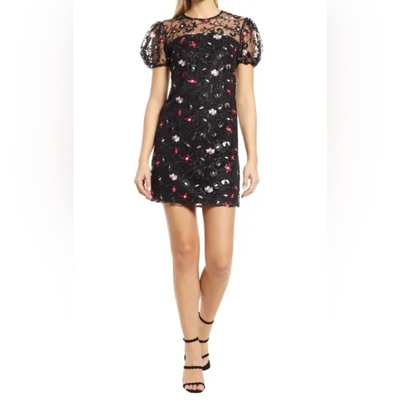 Sam Edelman Embroidered Puff Sleeve Dress size 8 - Picture 1 of 6